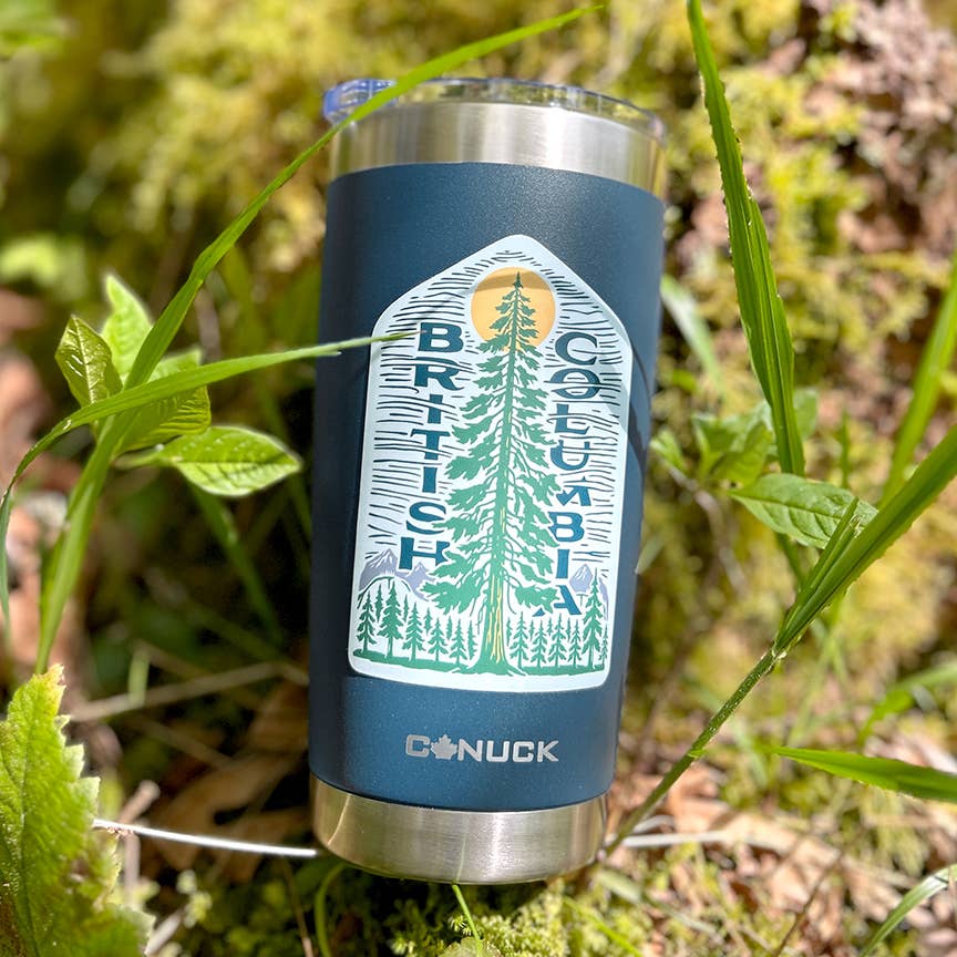 BC Tree Sticker: Mountain & Forest Landscape with Huge Cedar