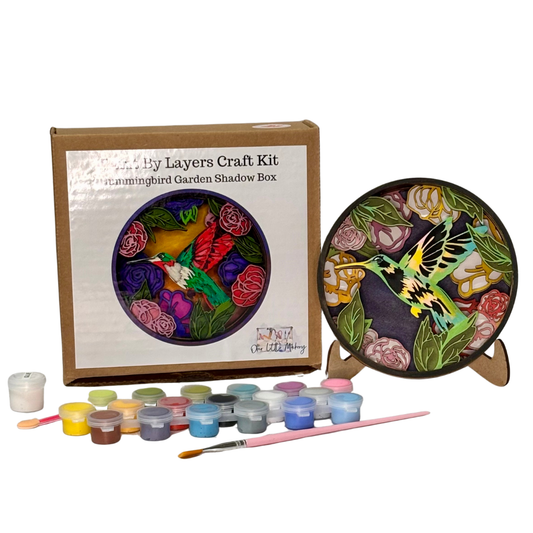 Hummingbird Garden Shadow Box (DIY Acrylic Painting Kit)
