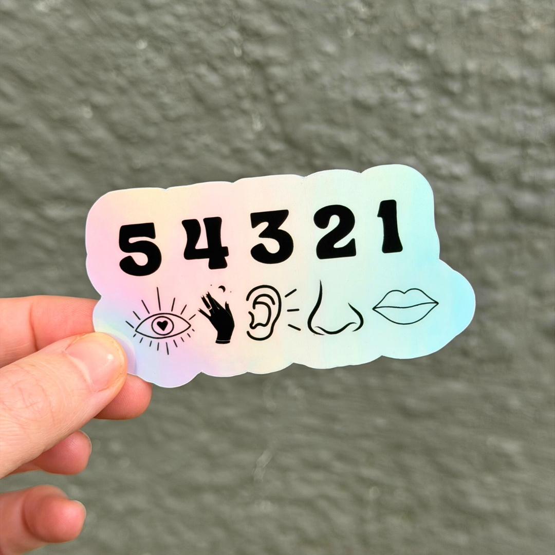 54321 Grounding Sticker | Therapy Sticker | Mindfulness: Fern Green / 1 Sticker
