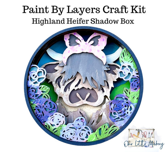 Highland Heifer Shadow Box (DIY Acrylic Painting Kit)
