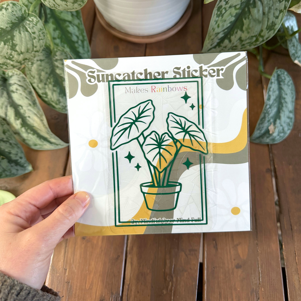Alocasia House Plant Suncatcher | Window Cling | Home Decor