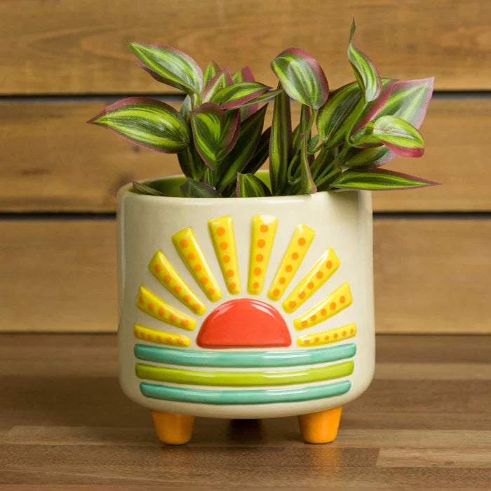 Sun Footed Planter Ceramic Bisque